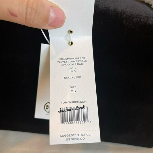 🔥NeW! Tory Burch Kira Embroidered Velvet Convertible Shoulder Bag - Picture 9 of 11